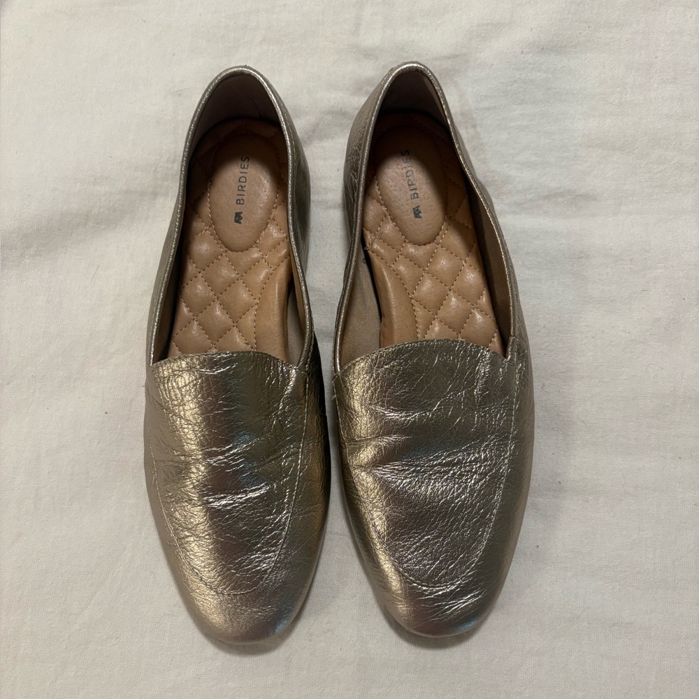 Birdies The Vesper Gold Leather Loafer